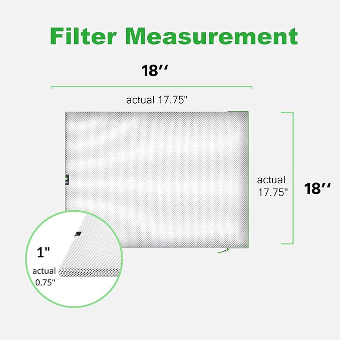 Reair 18x18x1 Air filter Washable and Reusable Air Filter 18x18x1 for AC HVAC Furnace MERV 8 Air Filters Machine Washable &amp Dryer Friendly AC Furnace Air Filter