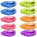 5 Pairs Washable Dust Mop Slippers Microfiber Cleaning Mop Slippers Shoes Dust Floor Cleaner Multi-Function Floor Cleaning Shoes Cover (GreenBlueOrangePurplePink）