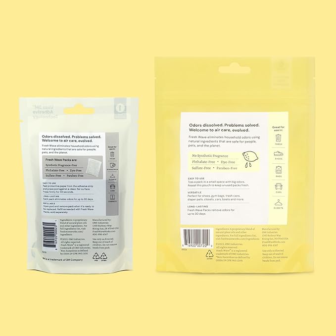 Fresh Wave Lemon Odor Removing Packs and Sprays Bundle: (2) 8 fl. oz. Sprays (1) 6ct Packs and Pod Combo