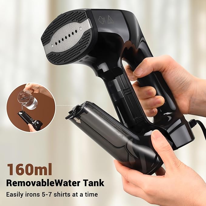 Vacuum Steamer for Clothes 3200Pa Suction Handheld Clothes Steamer Dual Mode LED Display Portable Travel Steamers for Clothes Steaming &amp Ironing 2 In 1 160ml Water Tank (for 110-120V) - Blac