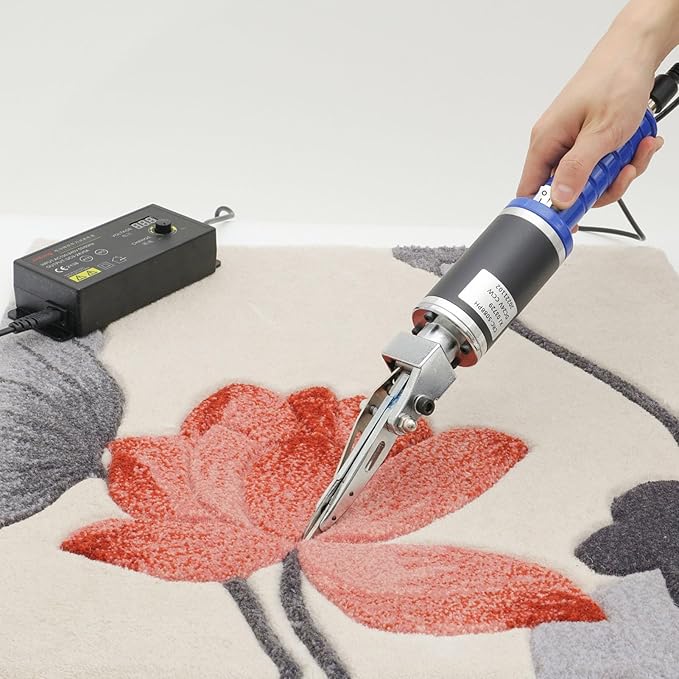 Electric Carpet Trimmer - Adjustable Speed Tufting Rug Carving Scissors Interchangeable Blade Fabric Edge Cutter Thread Trimmer Tool for Home &amp Light Professional Carpet Care