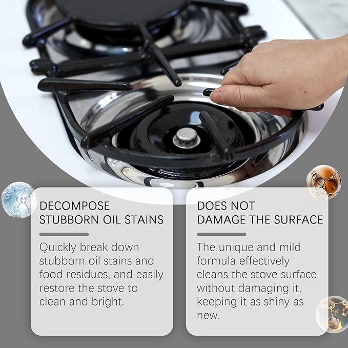 Powerful Stove Cleaner Paste - Degreaser For Kitchen Ovens Cooktops &amp Range Hoods - Removes Grease Grime &amp Burnt-On Residue Safely(2PCS)