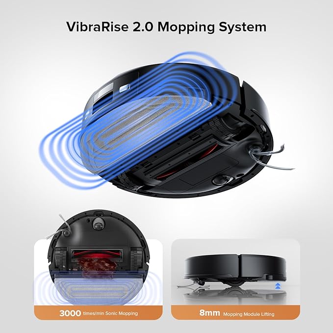 roborock Q10 S5+ Robot Vacuum and Mop 10000Pa Suction Upgraded from Q8 max+ 70 Days Self-Emptying Obstacle Avoidance Sonic Mopping Dual Anti-Tangle Design Auto Mop Lifting Black