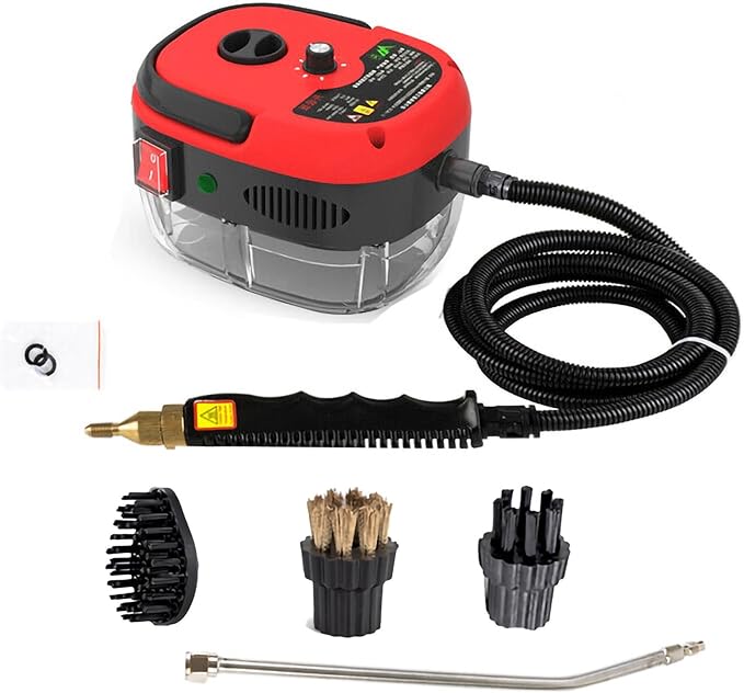 Handheld Electric Steam Cleaning Machine 1600W High Temperature Pressurized Steam Cleaner 1000ml Portable Cleaning Steamer for Kitchen Hood Bathroom Wall Kitchenware Cooker Top (Color : Red)