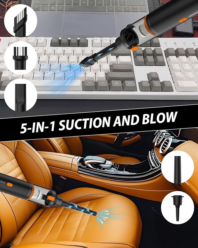 Car Vacuum 19000Pa Powerful Suction Cordless Handheld Vacuum Cleaner &amp Air Duster Portable Hand Held Mini Vacuum Rechargeable for Car Home &amp Office