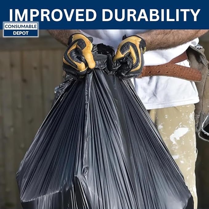 20-30 Gal Trash Bags | 500 Count | 30 X 37 Black Large Garbage Bags for Household Use