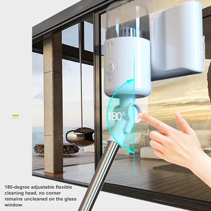 Cordless Window Vacuum Cleaner Portable Electric Glass Window Cleaning Tool with 180° Adjustable Head Rechargeab Window Cleaner Squeegee for Window Tile Glass Mirror