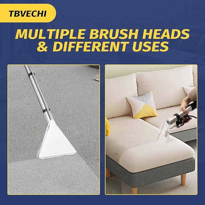 /40L/60L/15.85gal Commercial Carpet Cleaner Machine - 3in1 Wet Dry Upholstery Cleaner with Long Vacuum Head and Round Brush for Carpet Sofa Curtain