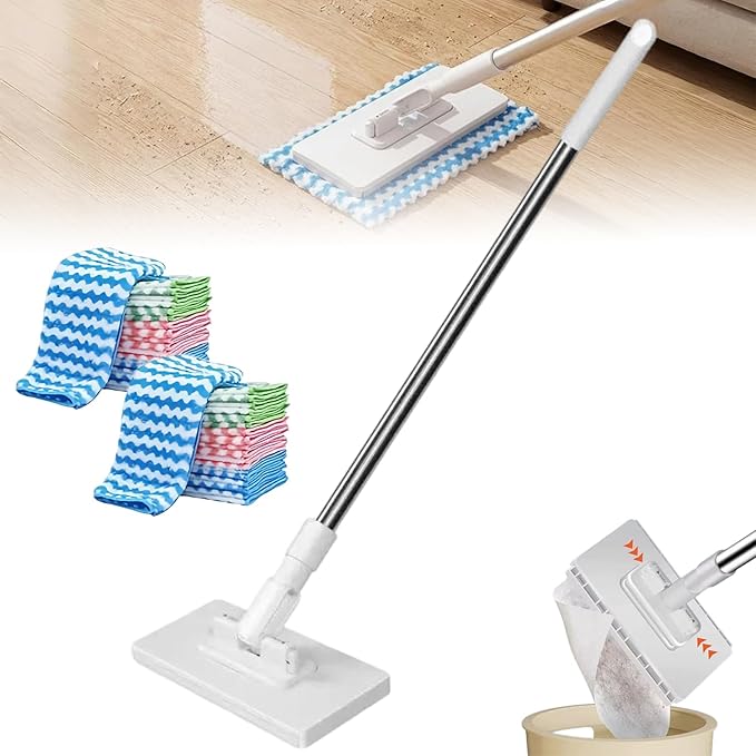 Beldrays Mop Beldrays Clip to Grip Mop 360 Swivel Floor Cleaner for Hardwood &amp Tile Hands-Free One-Button Release Use Any Cloth or Towel Slip-Proof Clamping Teeth Wet &amp Dry Cleaning (10*