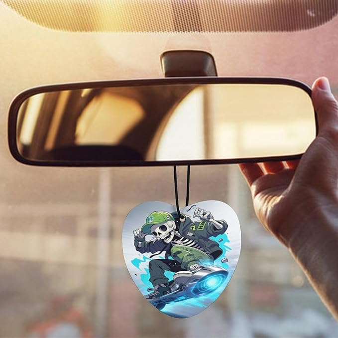 5PCS Car Air Freshener Hanging Personalized Double Sided Skull Skater Car Fresheners Long Lasting New Cars Scents Cute Automotive Freshies for Closets Drawers (tea)
