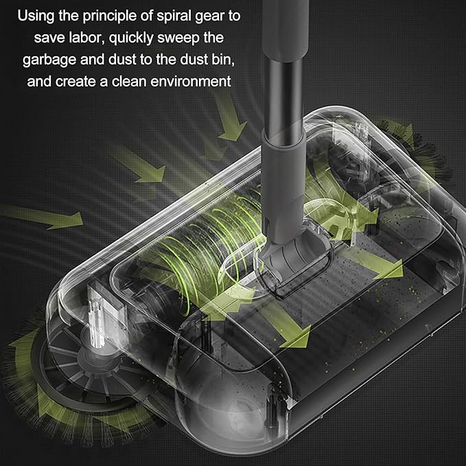 Multi Purpose Hand Push Sweeper Manual Floor Cleaner with Microfiber Mop and Dual Brush Head Cordless Sweeping Mopping Machine for Hardwood Tile Floors in Home Kitchen