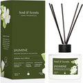 Soul &amp Scents Reed Diffuser Set – Jasmine | 7.43 oz Refillable Scented Oil with 6 Fiber Sticks | Long-Lasting Home Fragrance &amp Air Freshener for Bedroom Bathroom Office | Gift &amp Décor Pi