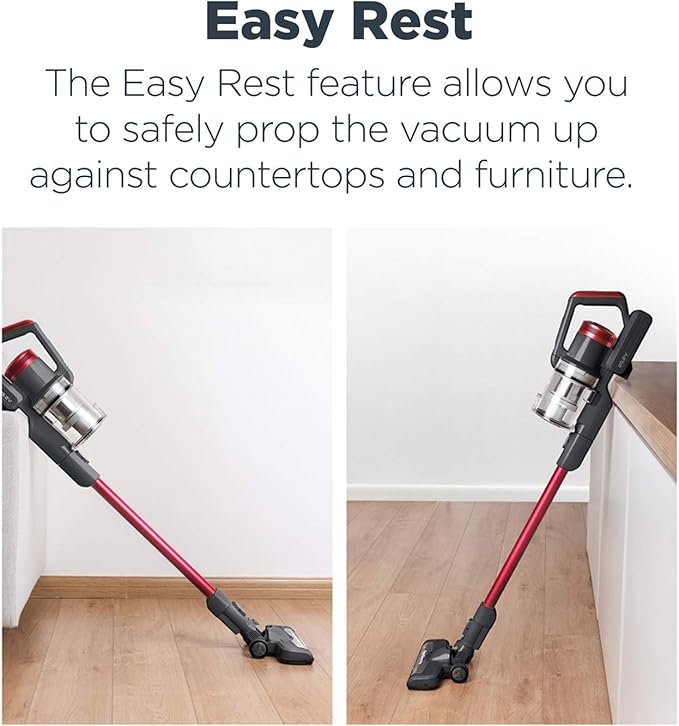 Eureka Lightweight Cordless Stick Vacuum Cleaner Convenient for Hard Floors Rechargeable Handheld Vacuum Cleaner Portable with Powerful Motor Efficient Suction RapidClean Pro NEC186 Rose Red