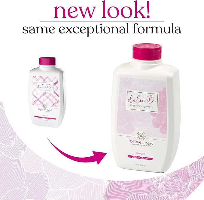 FOREVER NEW Delicate Hypoallergenic Laundry Detergent Powder - 150 to 192 Large Loads - Gentle washing detergent for Silk Cashmere Bra Undergarments Wool etc. - Original Scented - 32oz (3pack)