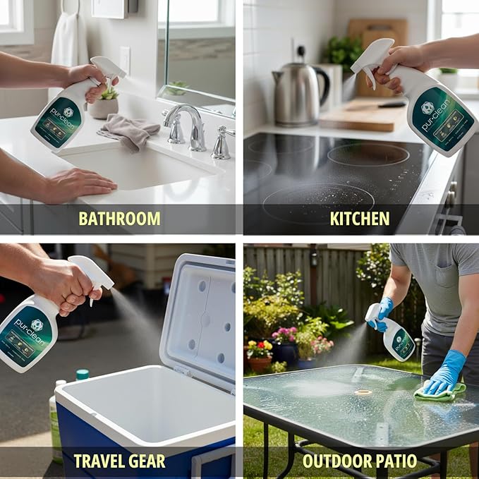 EvaClean PurClean All Purpose Cleaner – Ready to Use 2-Pack Spray Bottles 32 FL Oz. Each Biodegradable Degreaser For Hospitals Hotels Schools Daily Use Mop Spray Wash Lemon Scent