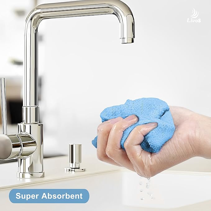 LIVOS Microfiber Cleaning Cloth Roll - 100 Pack Reusable Paper Towels Microfiber Towels for Car Super Absorbent Cleaning Rags for HouseKitchenWindow-Blue 11.5x11.5|Lightweight Quickly Dry