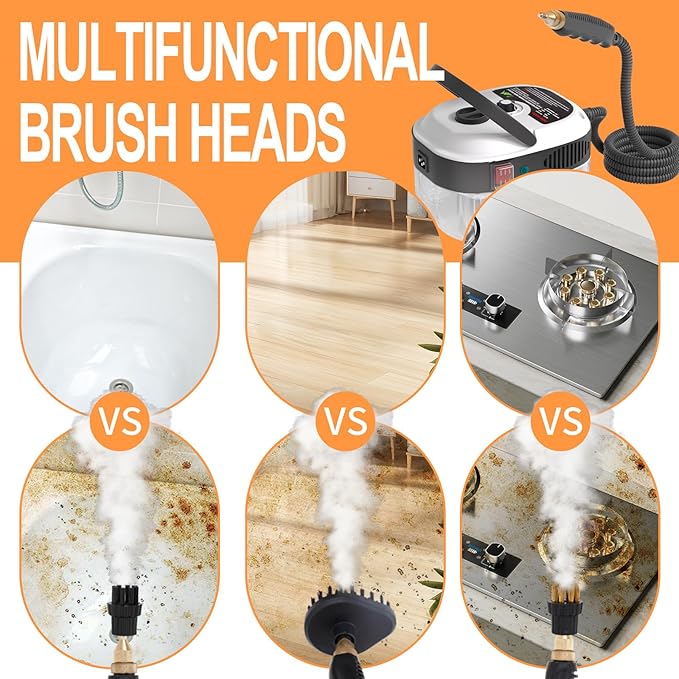 Handheld Pressurized Steam Cleaner2500W Handheld High Temp Portable Cleaning Machine Cleaning for Couch Auto Floor and More (White)