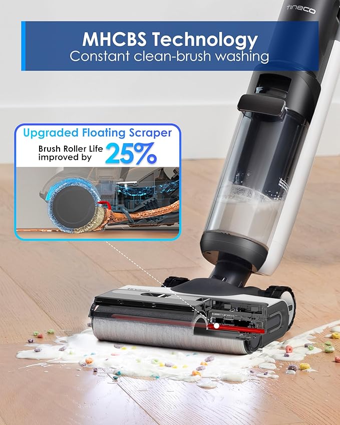 Tineco Floor ONE Switch S7 Wet Dry Vacuum Cleaner Smart Floor Washer Multi-Function Self-Cleaning Extended Battery Lifespan 65Min Runtime ZeroTangle Brush Dual-Edge Cleaning Whole-House Cleaning