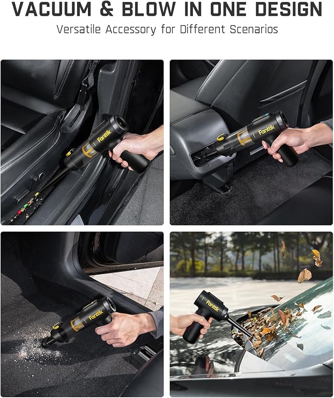 Fanttik Slim V10 Mix Cordless Car Vacuum 4 in 1 Handheld Air Duster Color Smart LED Display 16kPa Suction Power Cordless Portable Mini Keyboard Vacuum for Car Office Desk