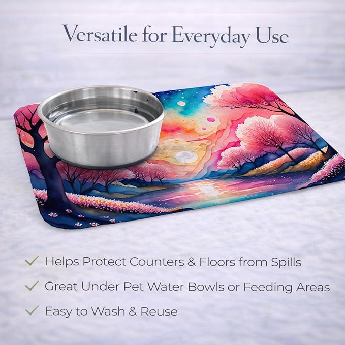 Caroline's Treasures DAC1422DDM Cherry Blossom in Color Dish Drying Mat Absorbent Dish Drying Mat Pad for Kitchen Counter Dish Drainer Mat for Countertop 14 x 21 Multicolor