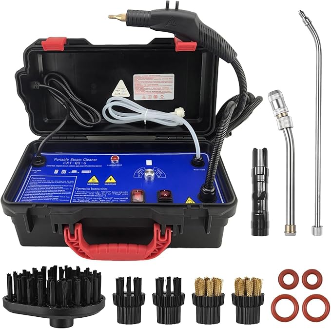 1500W Professional Handheld Steam Cleaner - High Temperature Portable Steamer with Tankless Design 8 Attachments for Heavy Duty Home Cleaning