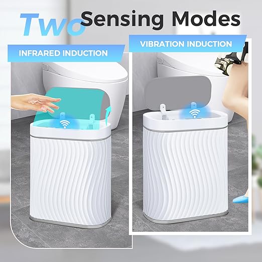 steo spce Automatic Motion Sensor Bathroom Small Trash Can with Lid 2.6 Gallon Touchless Slim Garbage Can Smart Waterproof Trash Bin for Bedroom Restroom Living Room Office