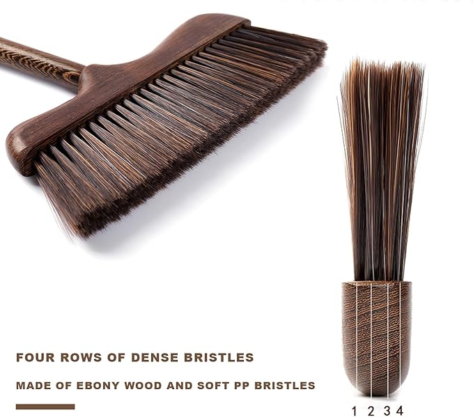 Wood Angle Broom – 44.8” Wooden Handle Compact Brooms for Indoor Kitchen – Soft PP Bristles Durable Sweeping Broom