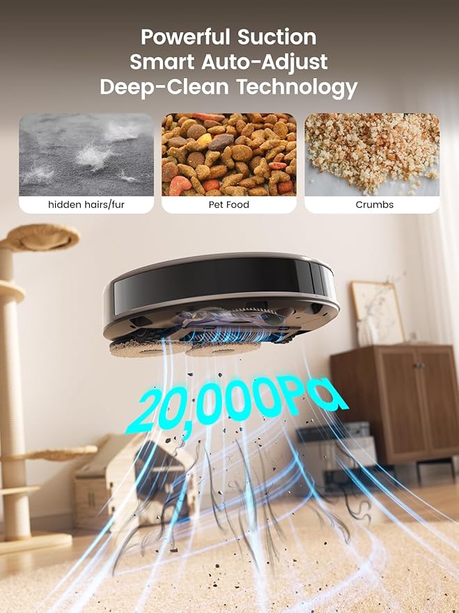 Lefant LiDAR Robot Vacuum and Mop 20000Pa Suction 90-Day Self-Emptying Obstacle Avoidance Auto Mop Washing&ampDrying All-in-One for Pet Hair Carpet 5G WiFi Alexa/APP/iWatch Control M3 Max