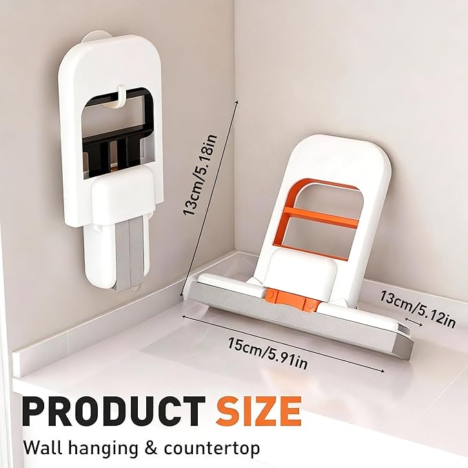 Gray Mini Foldable Desktop Mop for Small Spaces Wet and Dry Portable Cleaning Sponge Mop Self-Squeezing Sponge Mop with Replaceable Head for Kitchen Bathroom Car Desk