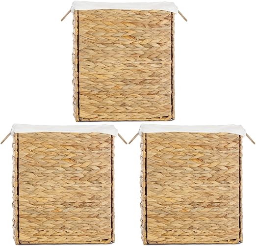 AppliaFit Wicker Trash Can - Fits Grocery Shopping Bags - Waste Basket for Reusing Grocery Shopping Bags (3-Pack)
