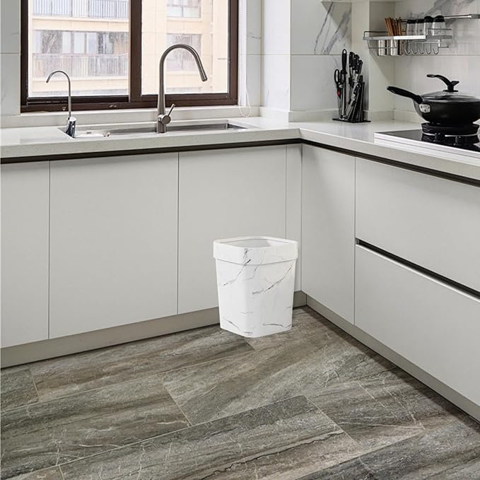 Open Top Trash Can Garbage Can Multipurpose Dustbin Waste Basket Bin Double Layers Trash Bin for Bathroom Guestroom Restroom White L
