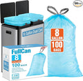 8 Gallon Trash bags for Dual Trash Can (2 x 8 Gallon) 100 count Drawstring Kitchen Garbage Bags Pre-Separated Blue