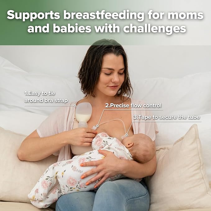 Haakaa Silicone Cleaning Brush&amphaakaa Supplemental Feeding Tube &amp Pouch Set Baby Supplemental Nursing System SNS Breastfeeding System