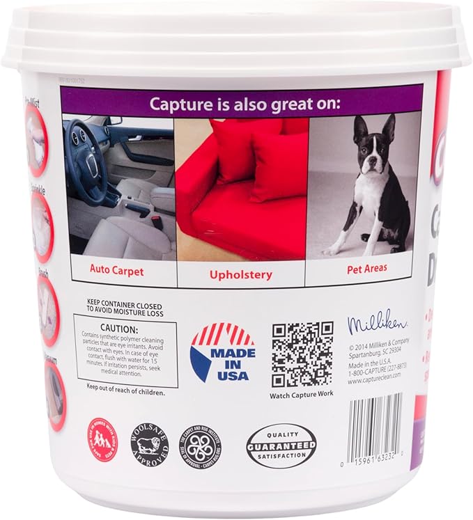 Capture Carpet &amp Rug Dry Cleaner w/Resealable lid - Home Car Dogs &amp Cats Pet Carpet Cleaner Solution - Strength Odor Eliminator Stains Spot Remover Non Liquid &amp No Harsh Chemical (2.5
