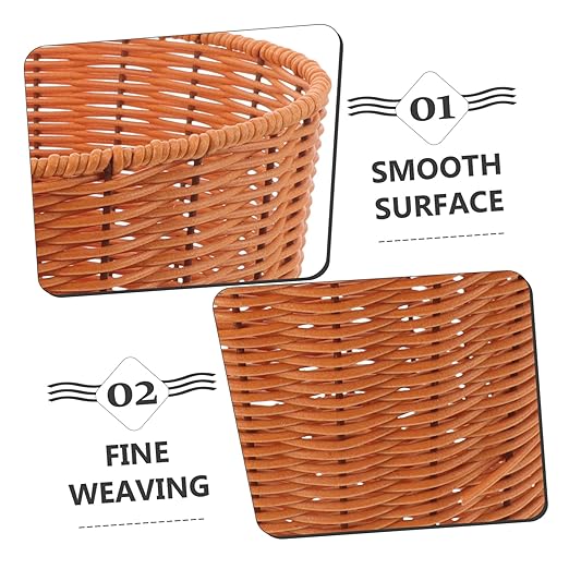 PRETYZOOM Woven Waste Basket Multi-Function Storage for Sundries and Fruits Lightweight and Sturdy Design for Bedroom Kitchen Rustic Imitation Rattan Look Practical Organizer for Clean and