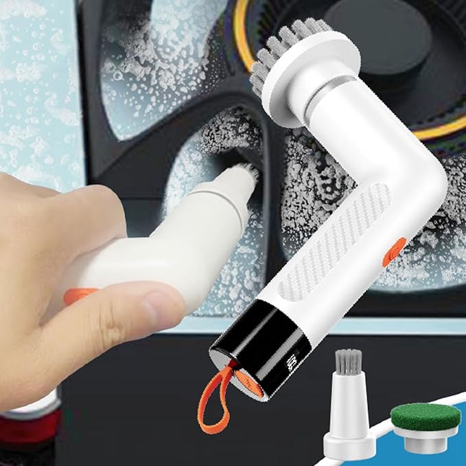TOPINCN Electric Scrubber for Bathroom 2 Speeds Cordless Power Shower Scrubber Brush Scrubber Automatic Bathroom Brush Cleaner with 4 Replaceable Heads for Tile Tub (White)