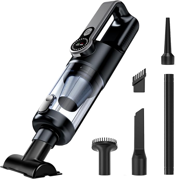 Cordless Handheld Car Vacuum Cleaner for Car Interior Strong Suction Portable Vacuum for Pet Hair &amp Quick Home Cleaning Rechargeable with LED Light &amp Attachments