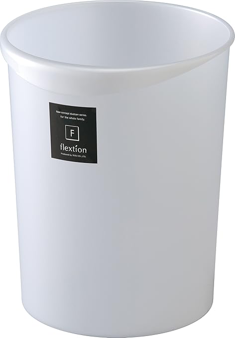 リス Squirrel Trash Can Wastebasket Flextion Round Metallic White 2.8 gal (8 L) Made in Japan