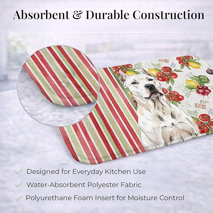 Caroline's Treasures Dogo Argentino Vegetables Dish Drying Mat Absorbent Dish Drying Mat Pad for Kitchen Counter Dish Drainer Mat for Countertop 14 x 21 Multicolor