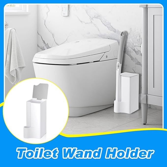 Weysat 4 Pack Wand Holder White Bathroom Storage Organizer for Cleaning Brush Accessories Space Saving Brush Caddy for Home Bathroom