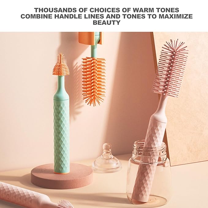 Electric Bottle Brush Set Bottle Cleaner Brush Wall Mounted Silicone 2 Speed Safety IP65 Waterproof for Straws (Blue)