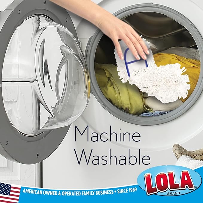 LOLA 360 Degree Flexible 18 Dust Mop - Fine Fiber Washable Attracts Dust &amp Dirt Like a Magnet has Swivel Hang Cap 1 Count