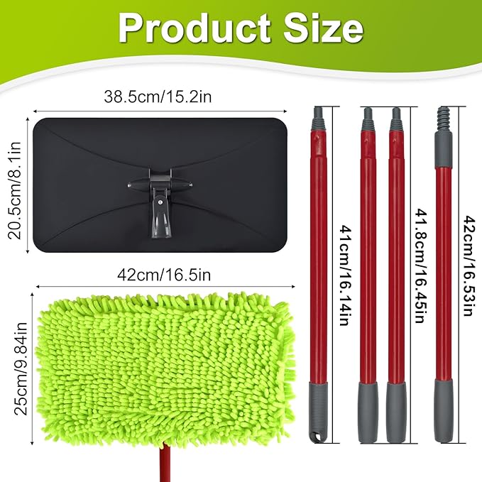 Mops for Floor Cleaning Dust Mop for Hardwood Floors Extra Large Floor Mop with Extendable Handle and 3 Reusable Chenille Mop Pads Flat Dust Mops for Hardwood Marble Vinyl Tile Floors Cleaning