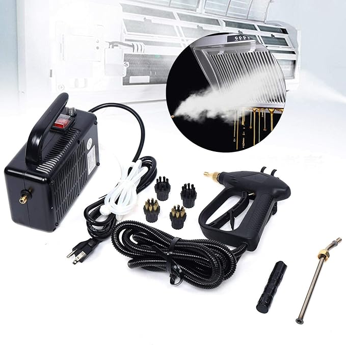 Gdrasuya10 1600W Black Steam Cleaner High Pressure Handheld Steam Cleaner Cleaning Machine Kit