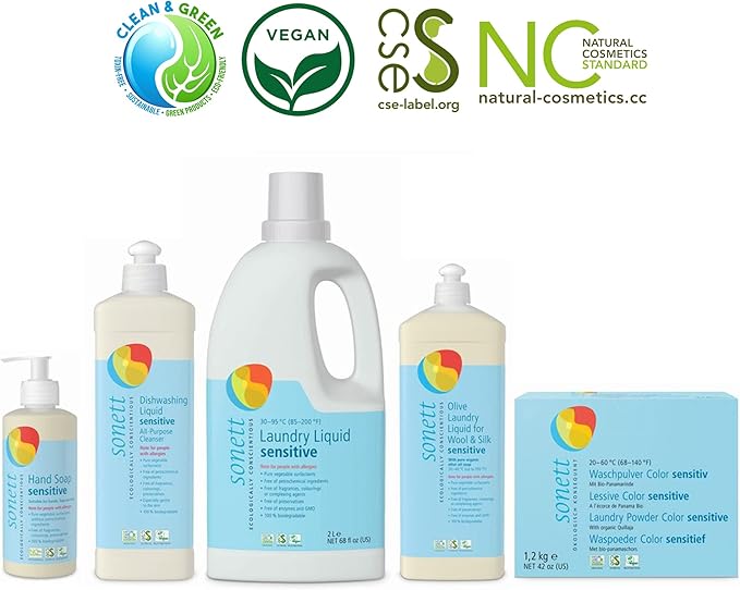 Sonett Organic Laundry Powder Color Sensitive for Sensitive Skin For People With Allergies 42 oz (Pack of 4)