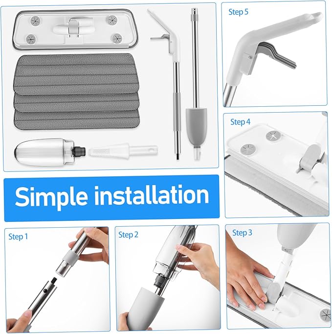 Mop with Refillable Wet Pads Rotatable Microfiber Flat Mop for Efficient Floor Cleaning for Hardwood Tile and Marble Surfaces Easy to Use with Water Tank