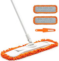 Dust Mop with Washable Microfiber Pad - Dry &amp Wet Floor Mop Featuring Built-in Scouring Pad for Hardwood Laminate Tile Marble