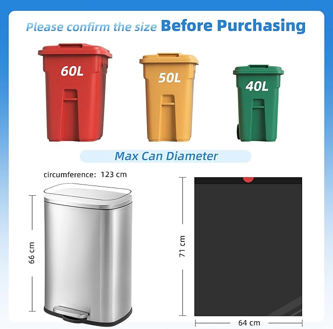 13+ Gallon Ultra StrongDrawstring Trash Bags Heavy DutyTrash Bags Tall Kitchen Large Black Garbage Bags (100)