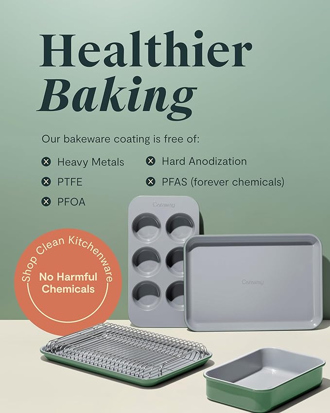 Caraway Nonstick Ceramic Small Baking Sheet (9x13”) – Non-Toxic PTFE &amp PFOA Free – Oven Safe – Aluminized Steel Core – Mini Sheet Pan for Baking Roasting &amp More - Marigold