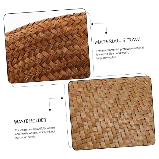 GLEAVI 1pc Straw Woven Wastebasket Seagrass Rubbish Container for and Rustproof Stylish Decorative Storage